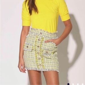 Walter Baker Dalia skirt in Malibu yellow tweed